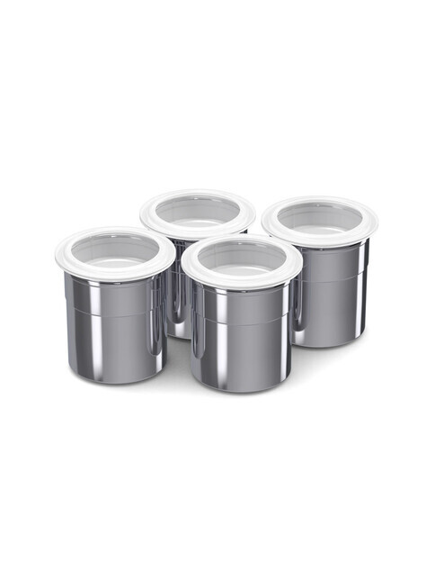 FRXSH Vertrieb AG Switzerland Mousse Chef chrome-steel cups polished finish, with cap, Set of 4
