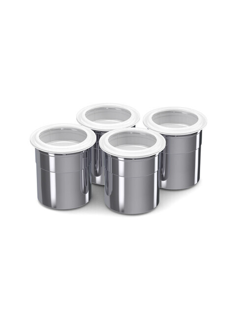 FRXSH Vertrieb AG Switzerland Mousse Chef chrome-steel cups polished finish, with cap, Set of 4